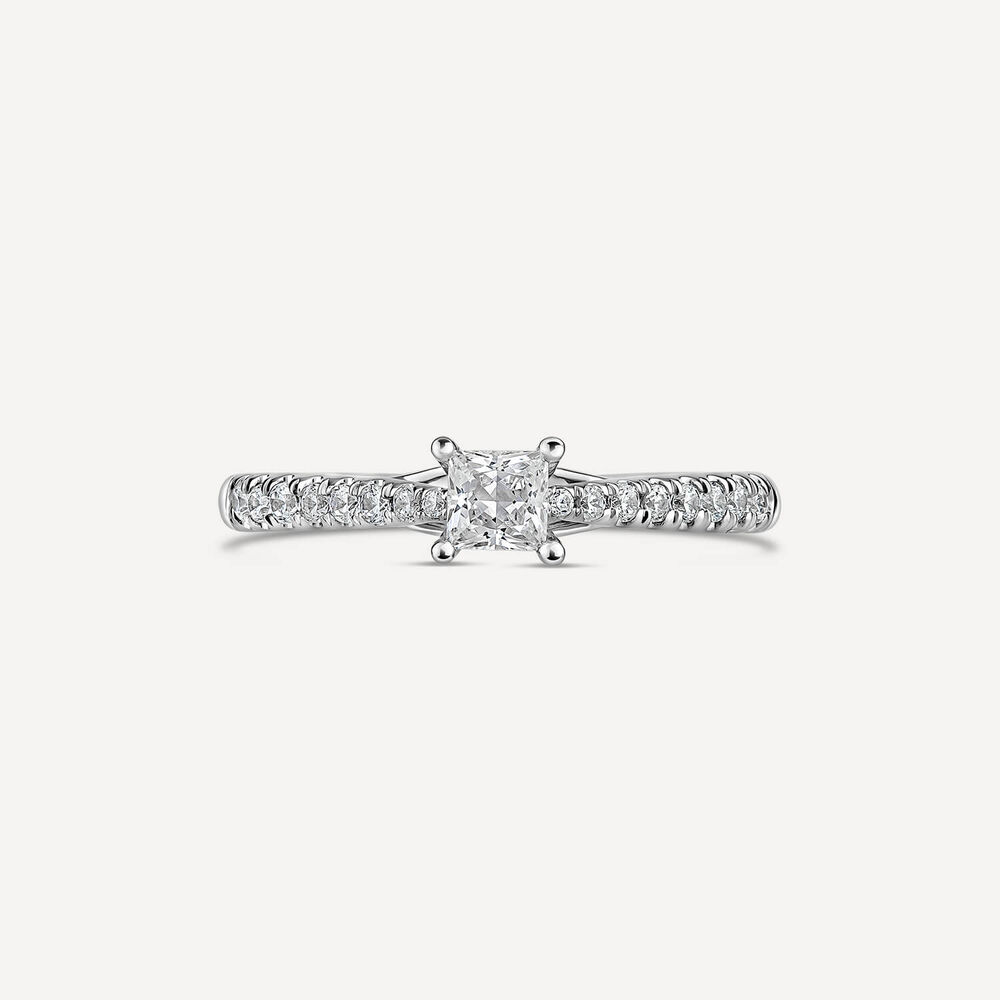 Platinum Orchid Setting Princess Cut Diamond With 0.50 Carat Ring