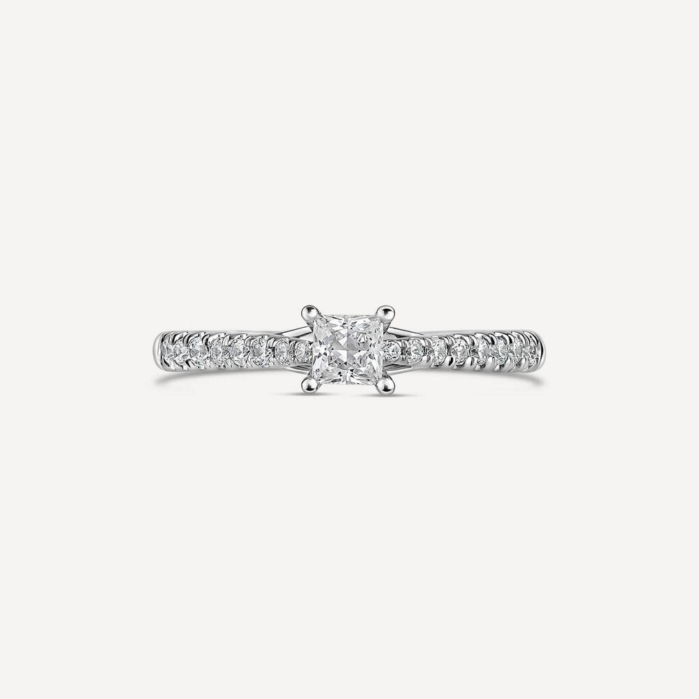 Platinum Orchid Setting Princess Cut Diamond With 0.50 Carat Ring image number 1