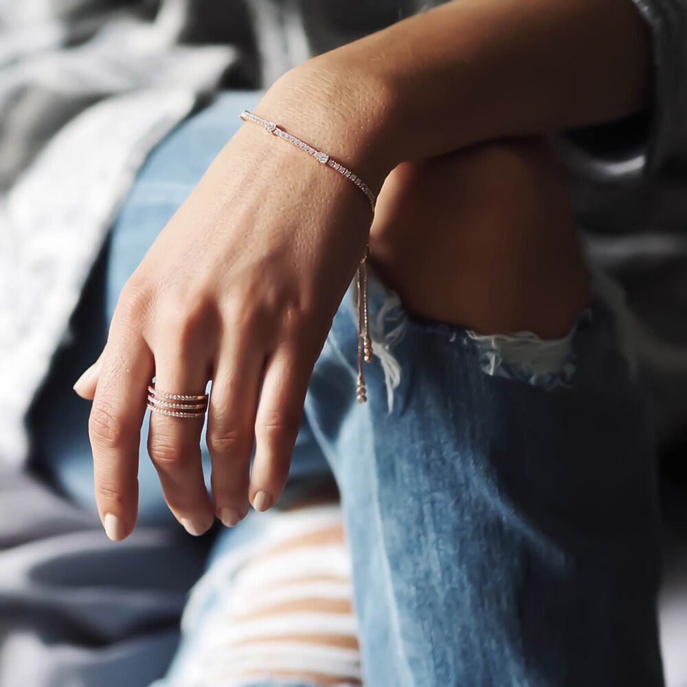 CARAT* London Silver Phoebe Single RowatchMillennium Slider bracelet image number 2