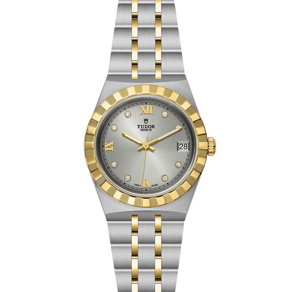 TUDOR Royal 34mm Silver Dial Diamond Dots Two Tone Steel Bracelet Watch image number 1