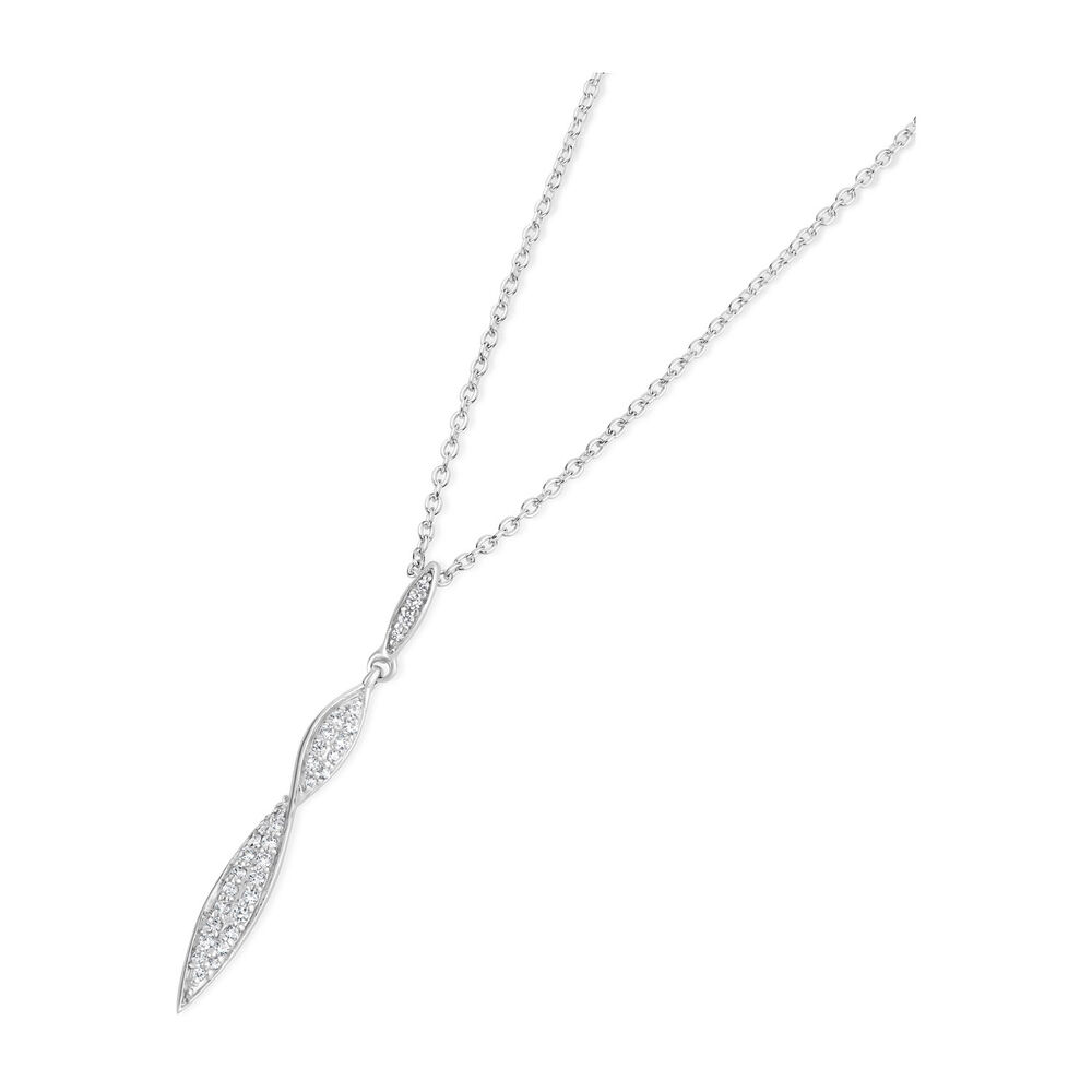 Sterling Silver Cubic Zirconia Marquise Twist Pendant