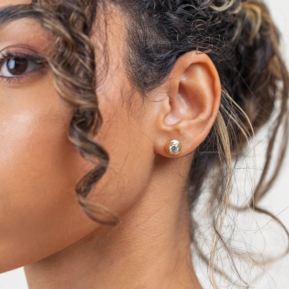 Born Orbit 9ct Yellow Gold Lab Grown 1.00ct Diamond Round Stud Earrings image number 3