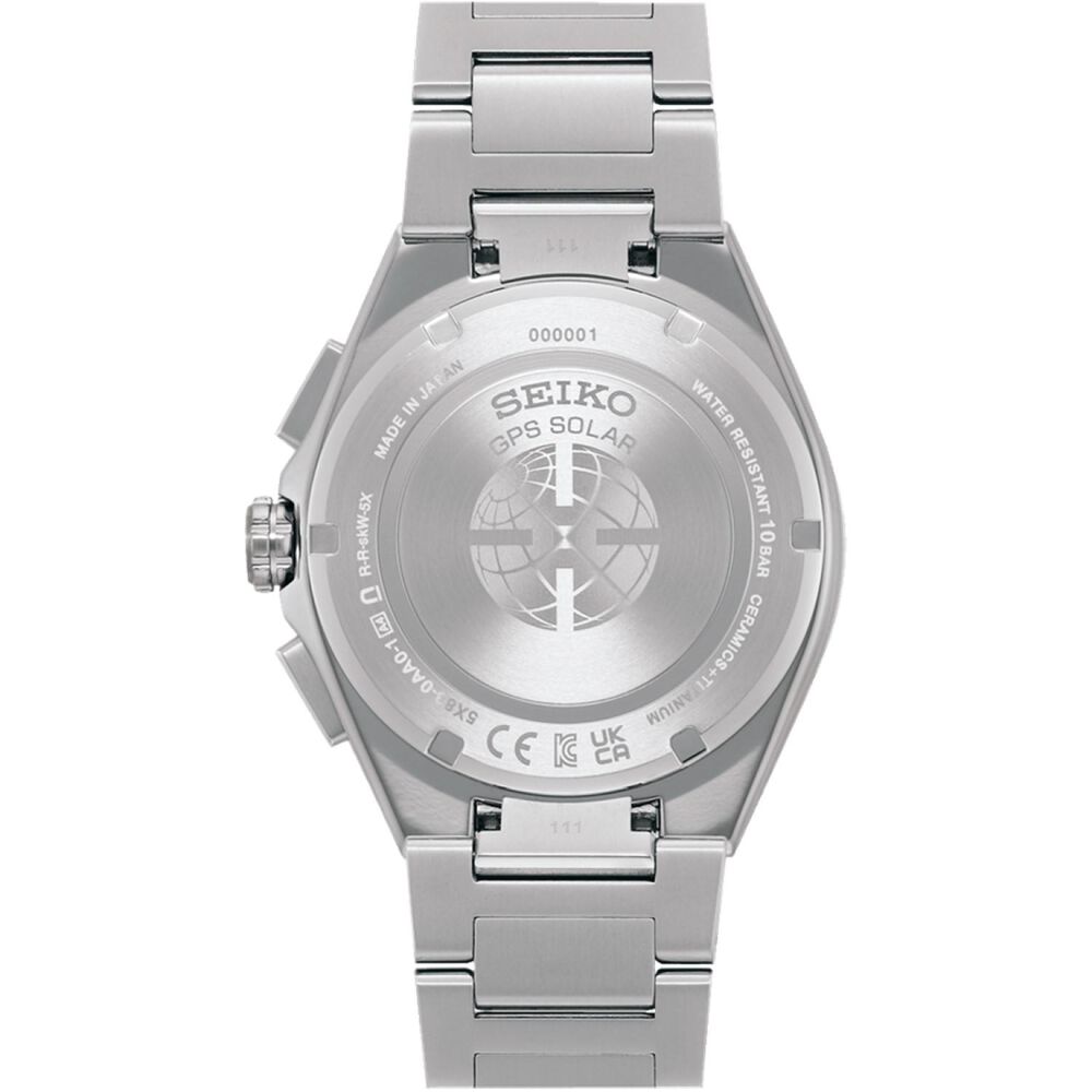 Seiko Astron ‘Silvery Night’ 5X GPS Solar Chronograph 43mm Silver Dial Titanium Bracelet Watch image number 8