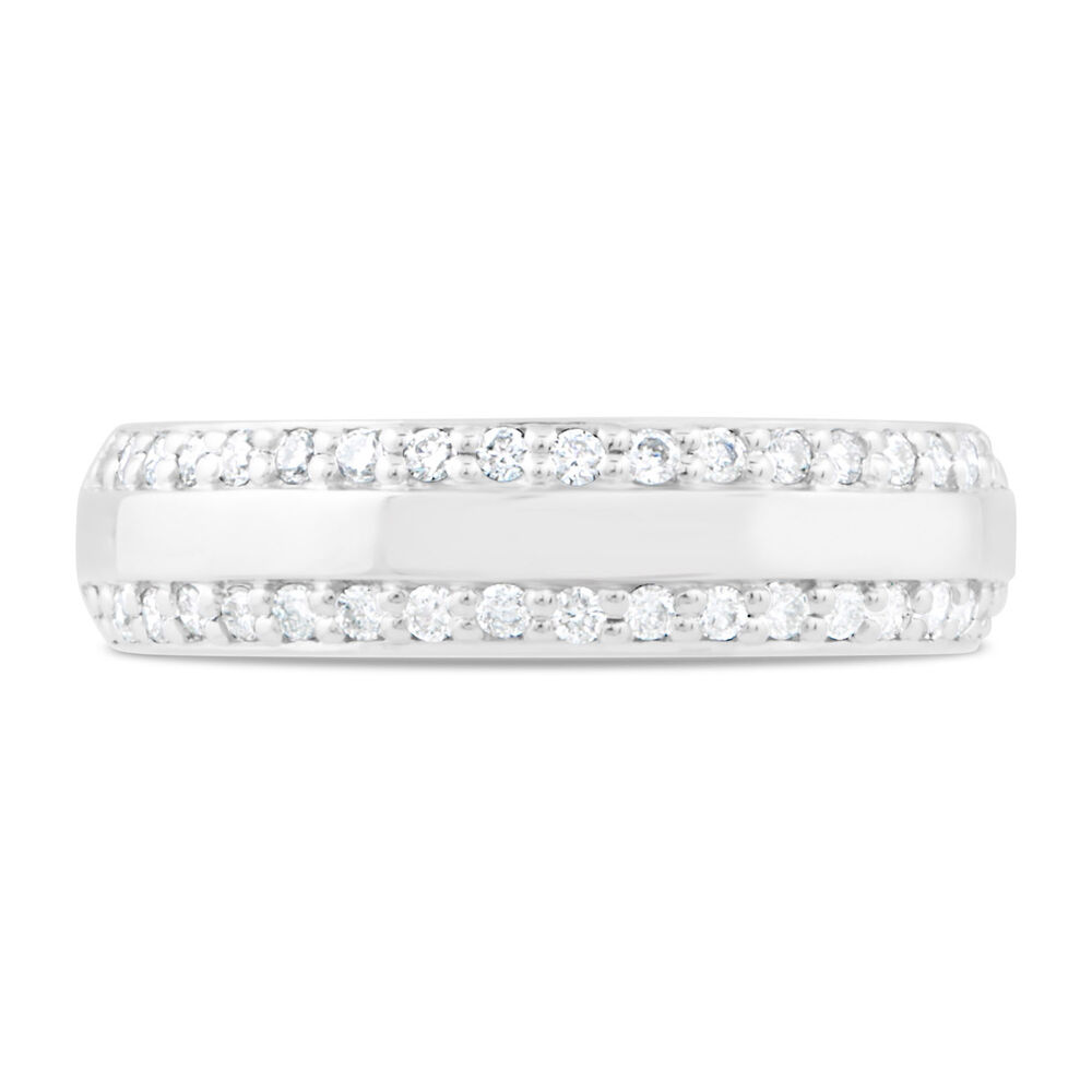 Ladies' 9ct White Gold 0.30 Carat Round Brilliant Diamond Two Row Wedding Ring image number 1