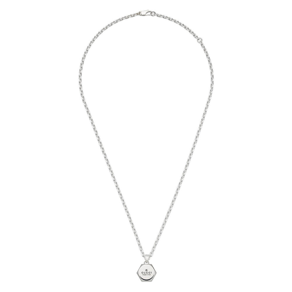 Gucci Trademark Sterling Silver Disc Pendant Necklace