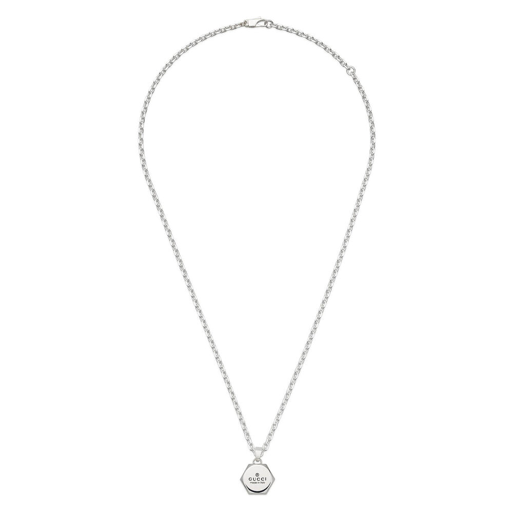 Gucci Trademark Sterling Silver Disc Pendant Necklace