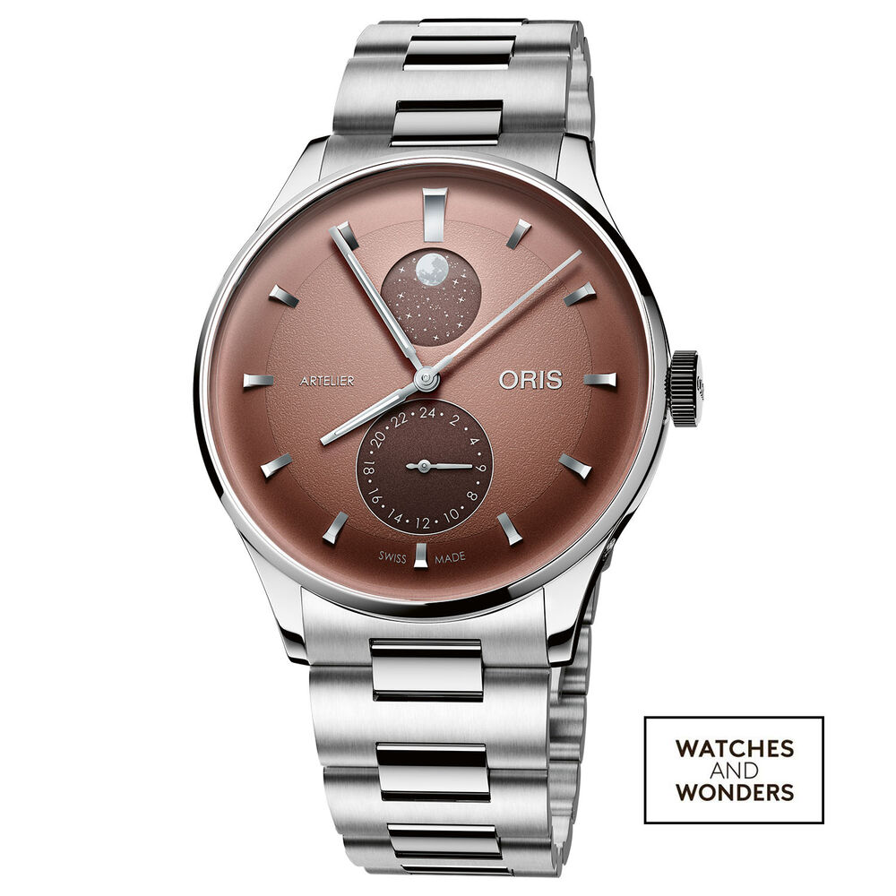 Oris Artelier Complication 39.5mm Chestnut Dial Steel Bracelet Watch