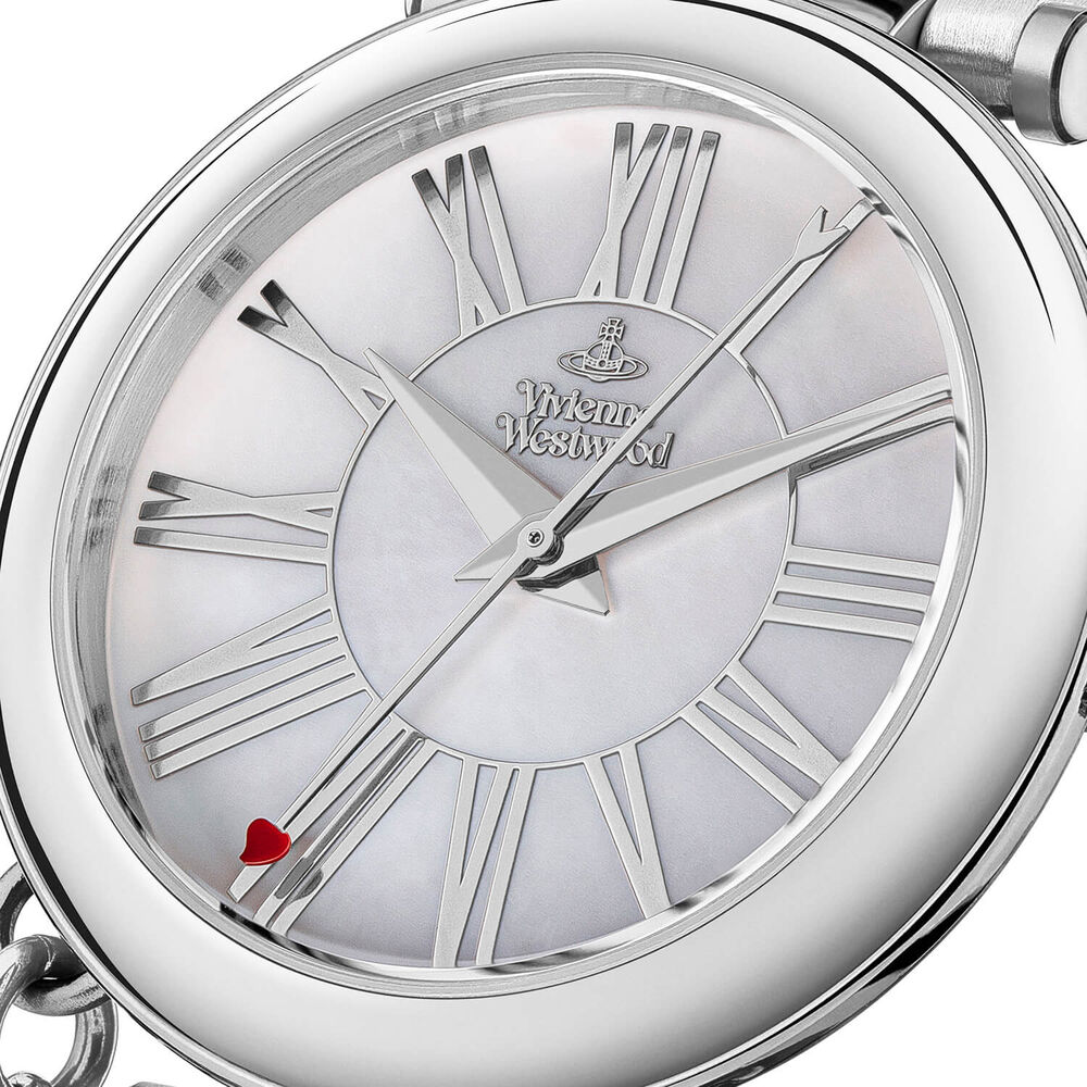 Vivienne Westwood Mother Orb 32mm White Mother of Pearl Dial Steel Bracelet Watch image number 2