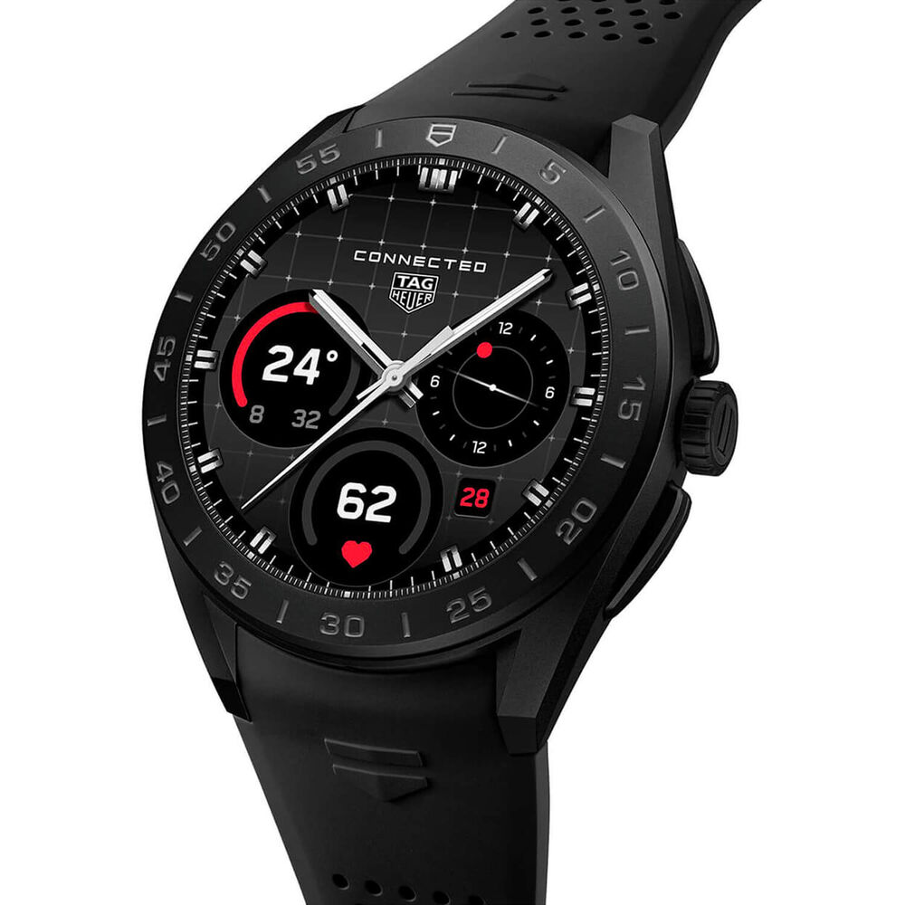 TAG Heuer Connected Calibre E5 45mm Dial Ceramic Bezel Black Rubber Strap Watch image number 1