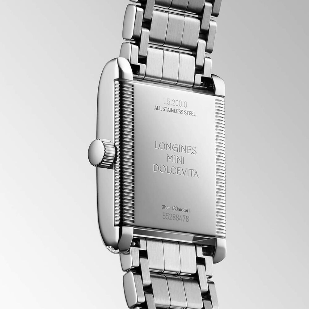 Longines MiniDolcevita 2023 29 X 21.50mm Silver "flinqu&eacute;" Blue Hands Dial Diamond Case Watch