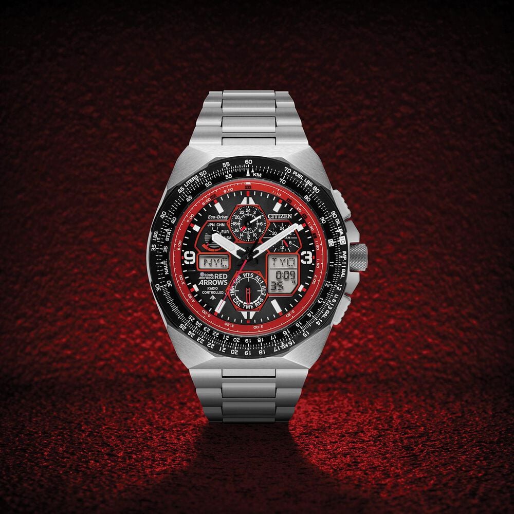 Citizen Eco-Drive Men's Limited Edition Red Arrows Black Dial Steel Bracelet Watch