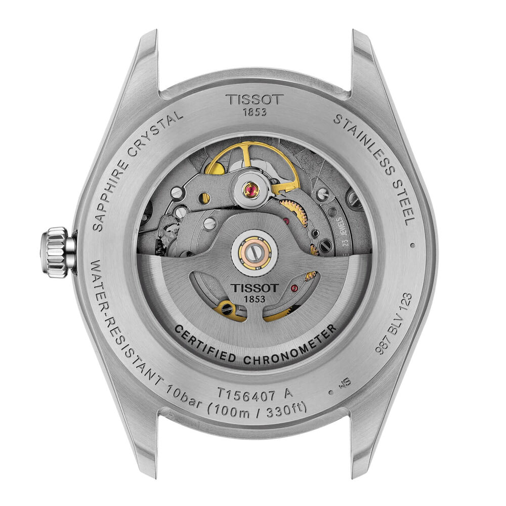 Tissot Ballade Powermatic 48 COSC 30mm Silver Dial Yellow Gold PVD Steel Bracelet Watch image number 4