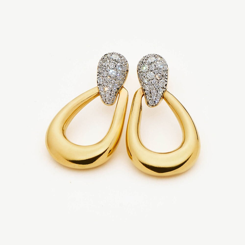 Missoma 18ct Gold Plated Brass Cubic Zirconia Molten Teardrop Pave Stud Earrings