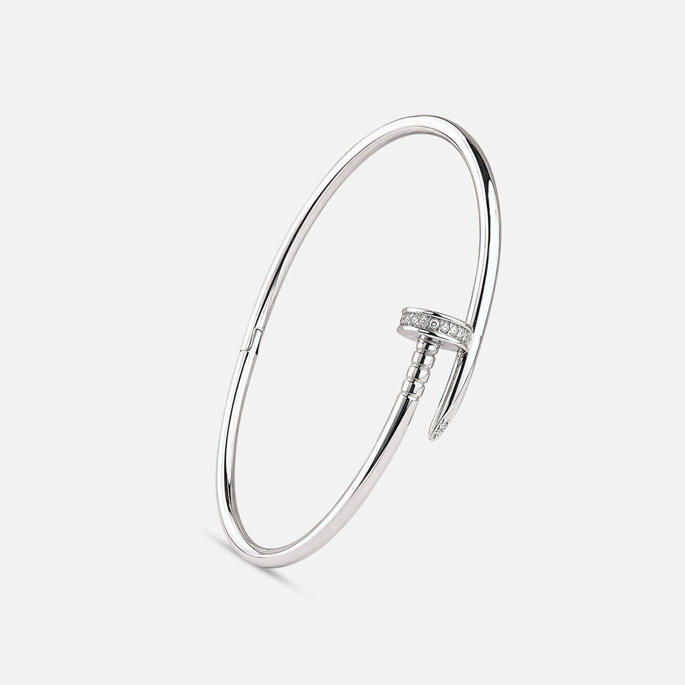 Sterling Silver Cubic Zirconia Nail Bangle