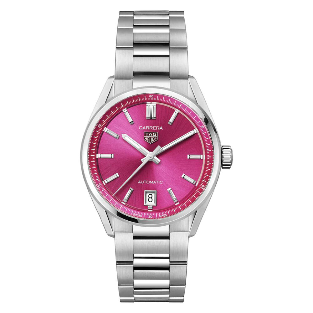 TAG Heuer Carrera Date 36mm Pink Dial Stainless Steel Bracelet Watch image number 0