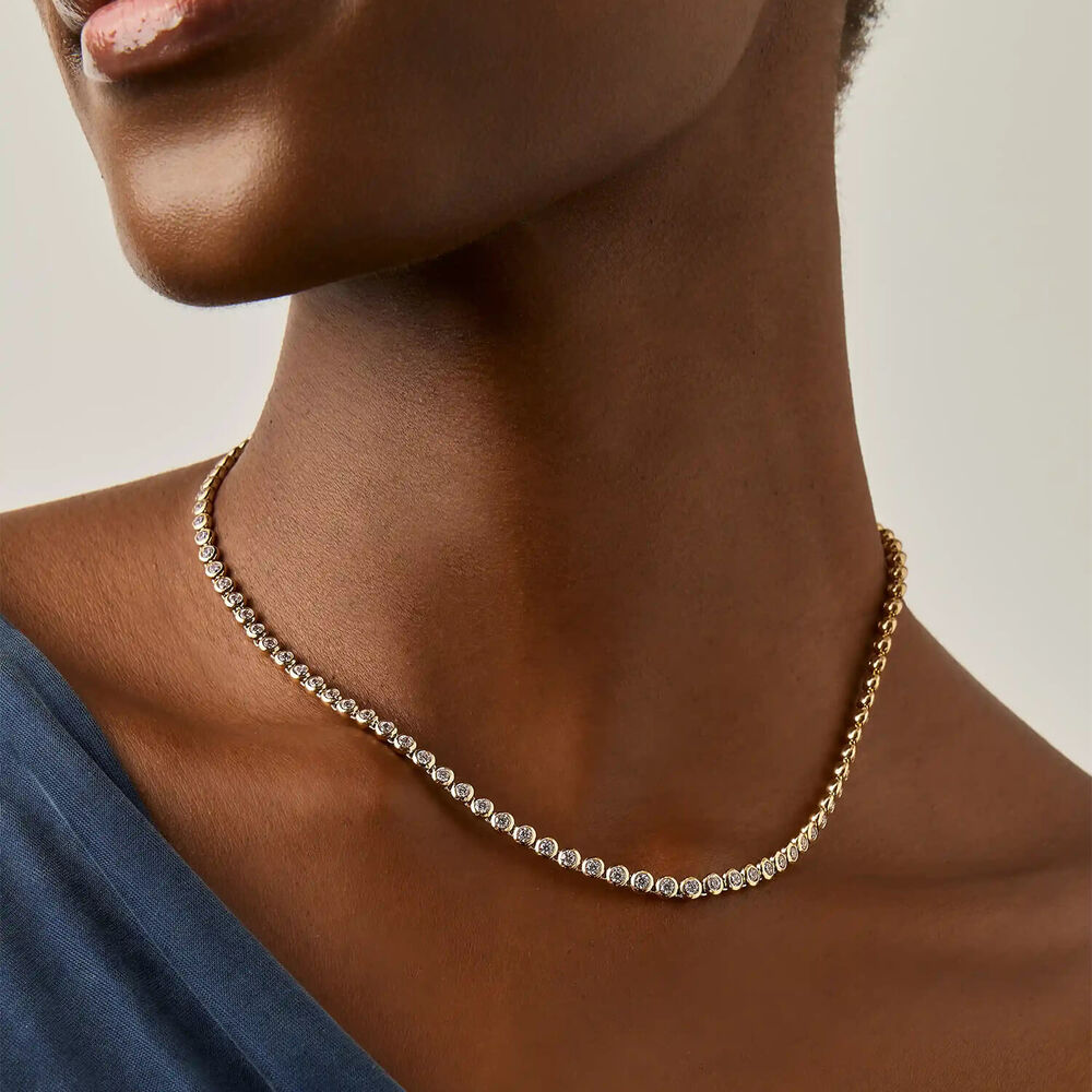 Missoma 18ct Gold Plated Brass Tennis Round Cubic Zirconia Necklace
