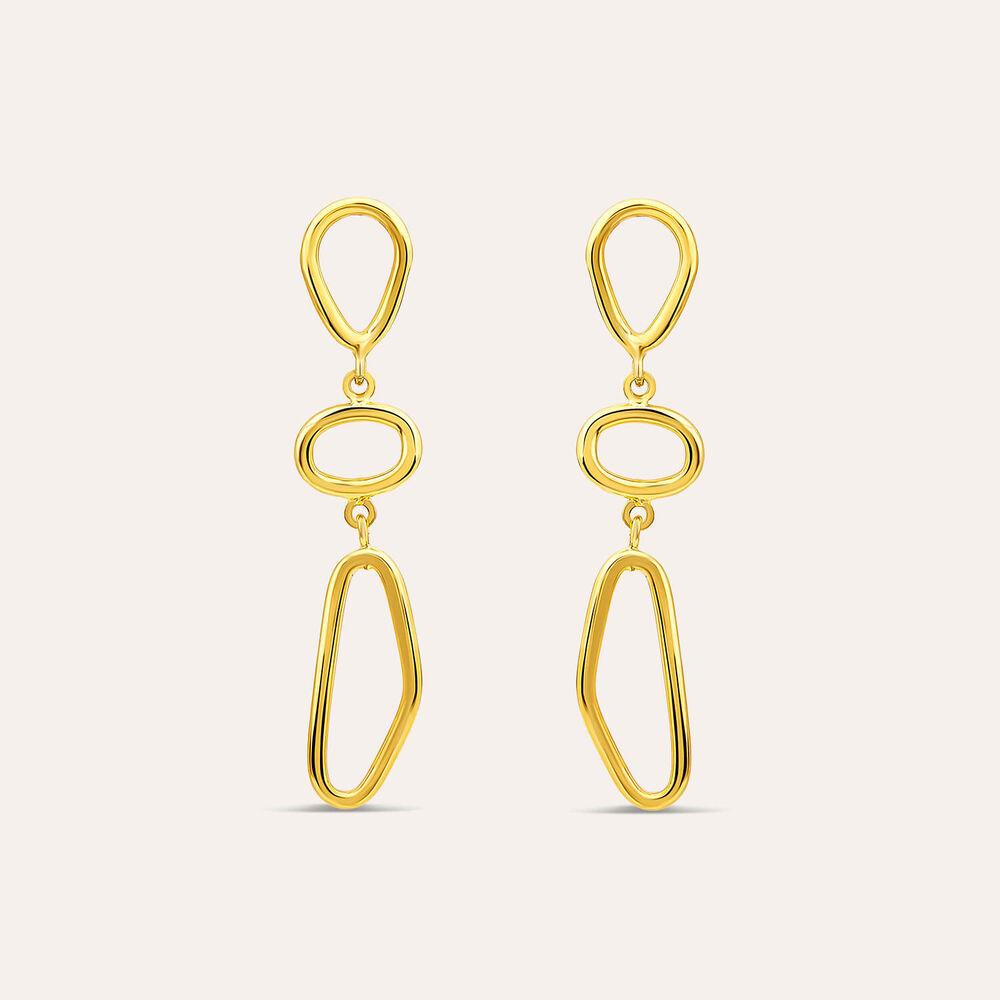 Yellow Gold Plated Sterling Silver Open Tear Loop Drop Earrings