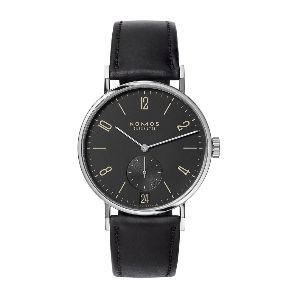 Pre-Owned NOMOS Glashutte Tangomat 38.3mm Black Dial Leather Strap Watch