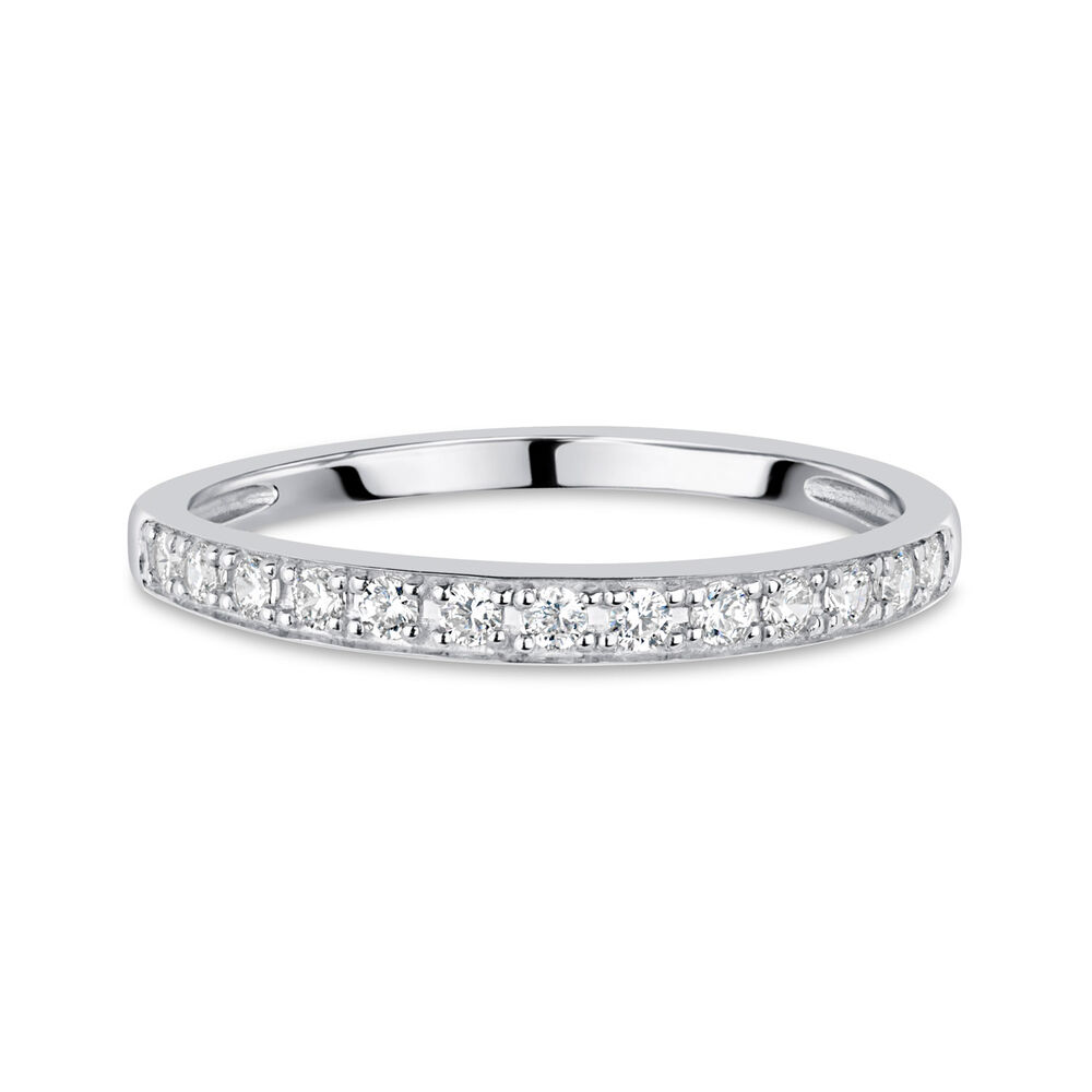 9ct White Gold Pavé Set Cubic Zirconia Eternity Ring image number 4