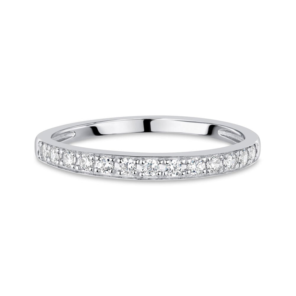 9ct White Gold Pavé Set Cubic Zirconia Eternity Ring image number 4