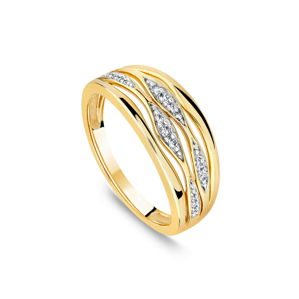 9ct Yellow Gold 0.10ct Diamond Set Weave Dress Ring