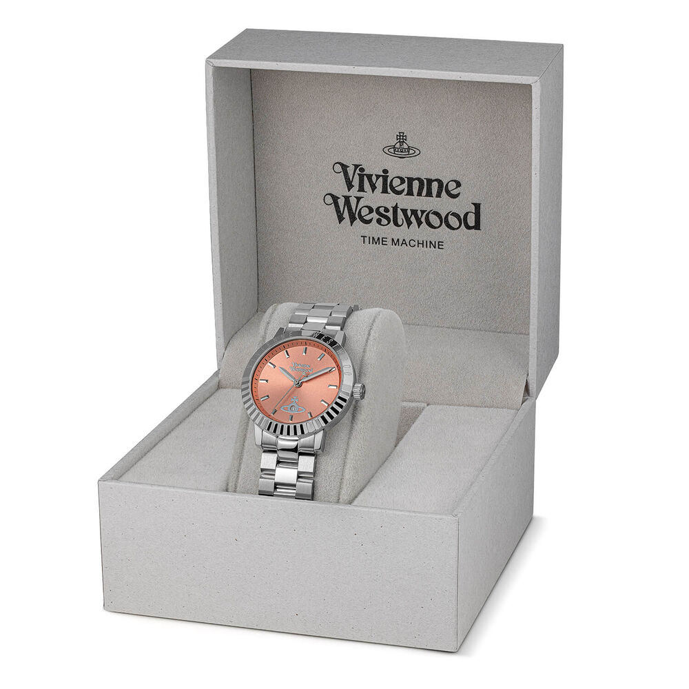 Vivienne Westwood Dulwich 34mm Coral Pink Dial Steel Bracelet Watch image number 6