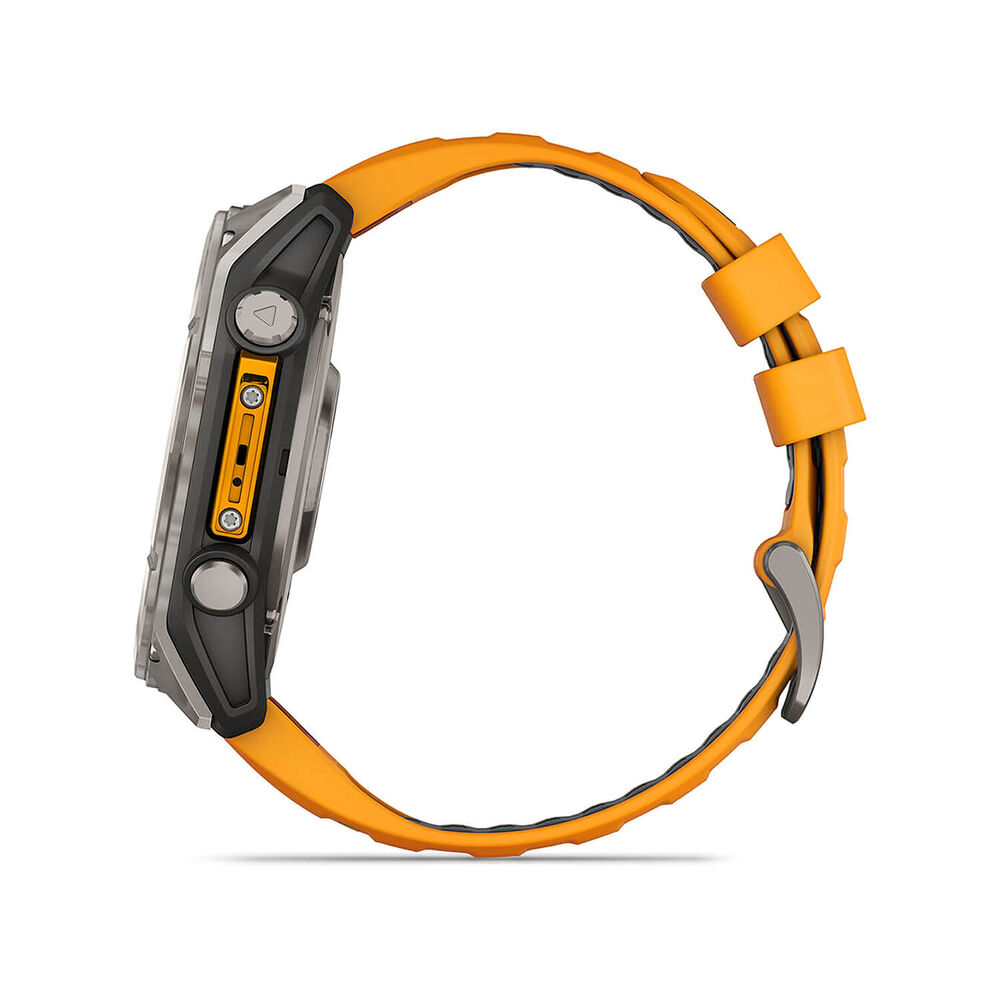 Garmin fenix® 8 AMOLED Sapphire 51mm Titanium Case Spark Orange Graphite Silicon Strap Watch image number 12