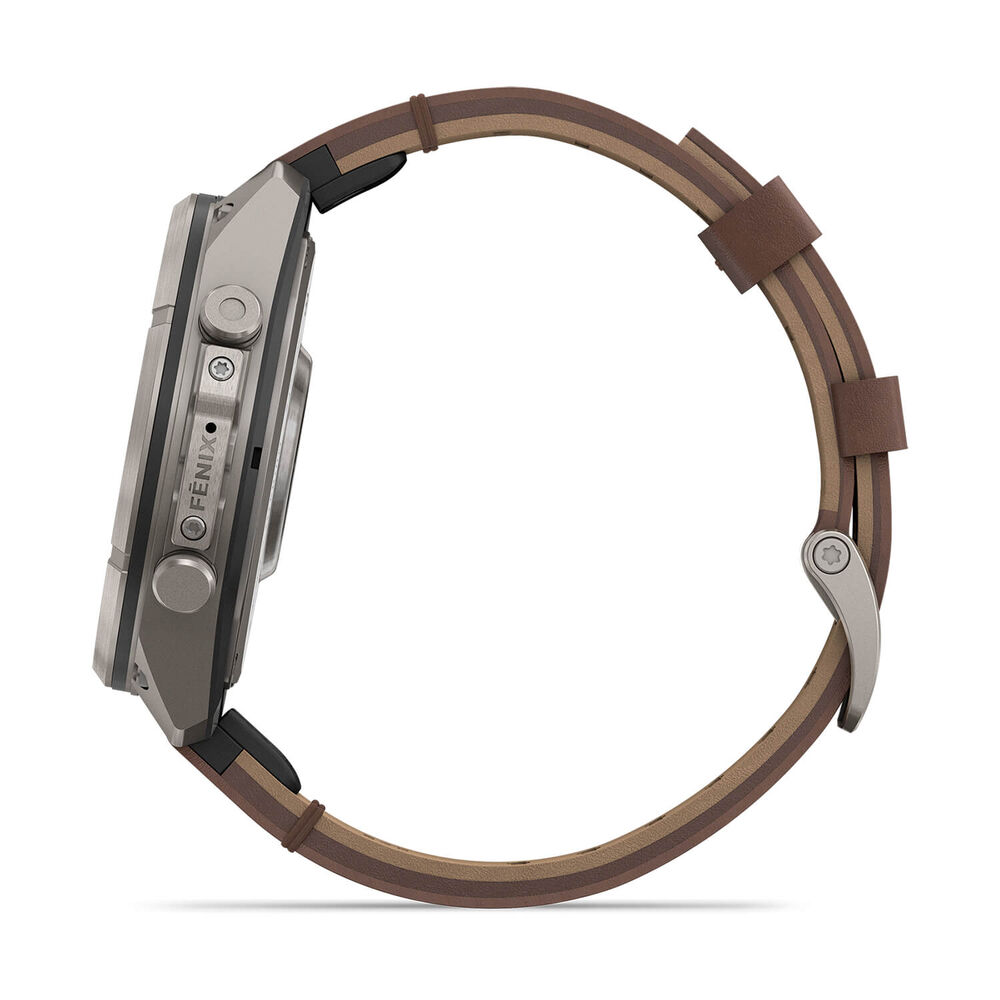 Garmin fenix 9 Pro 47mm Titanium Walnut Leather Strap Watch