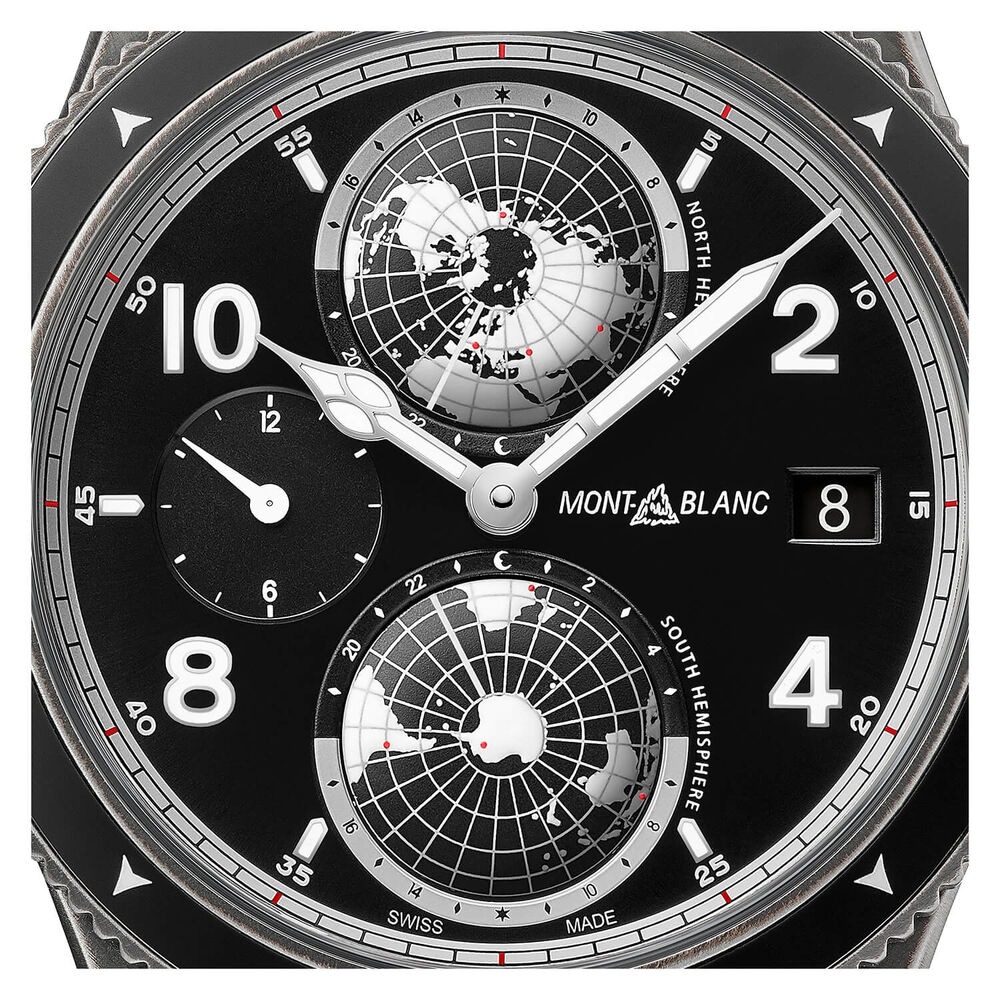 Montblanc 1858 Geosphere Ultra-Black LE858 Black Dial Black Strap Watch image number 1