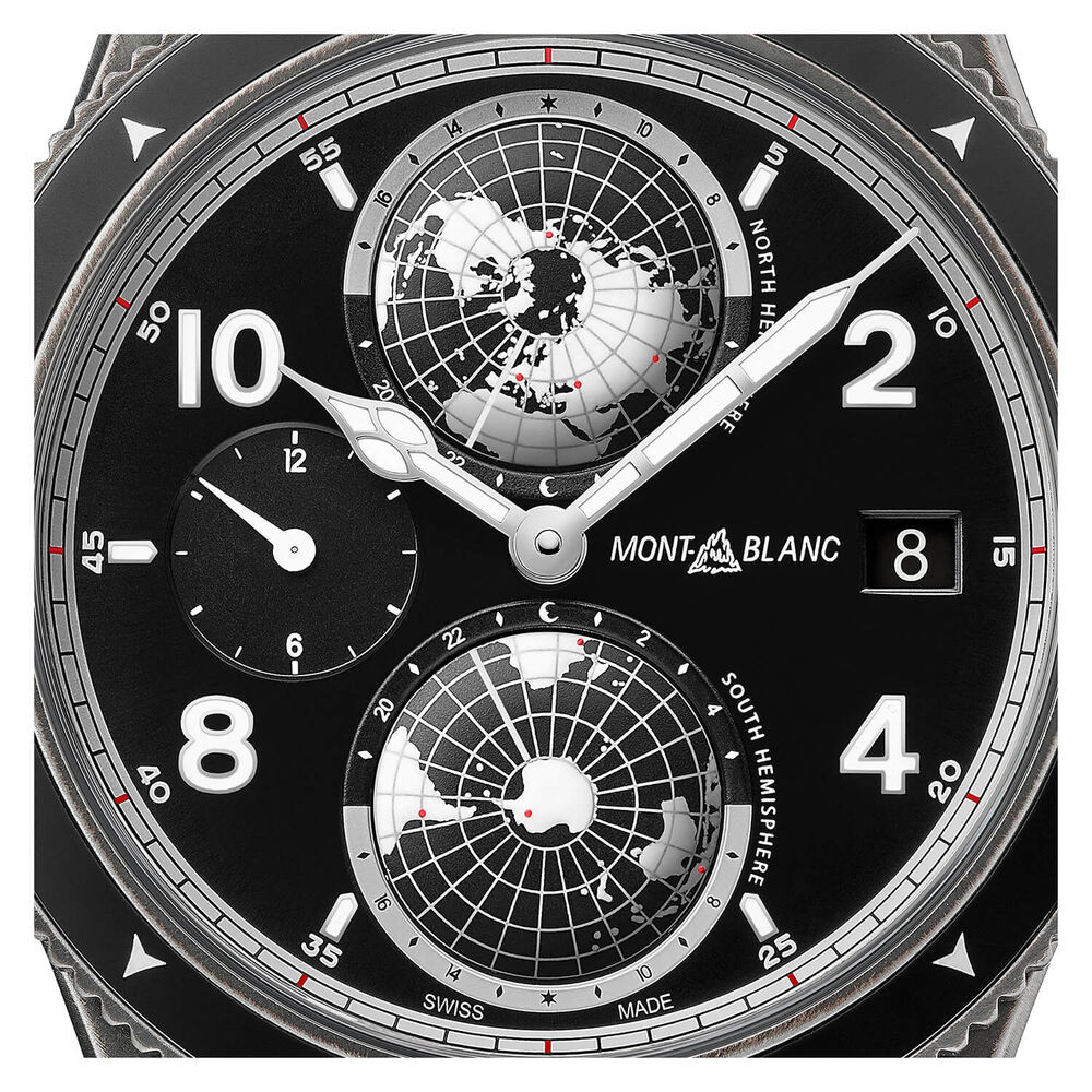 Montblanc 1858 Geosphere Ultra-Black LE858 Black Dial Black Strap Watch