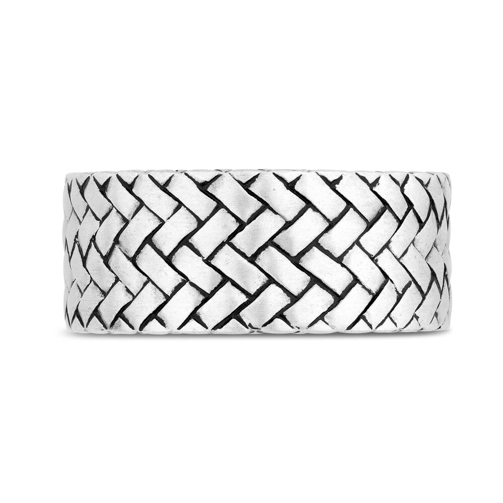 Gents Sterling Silver Plaited Wide Band Ring image number 1