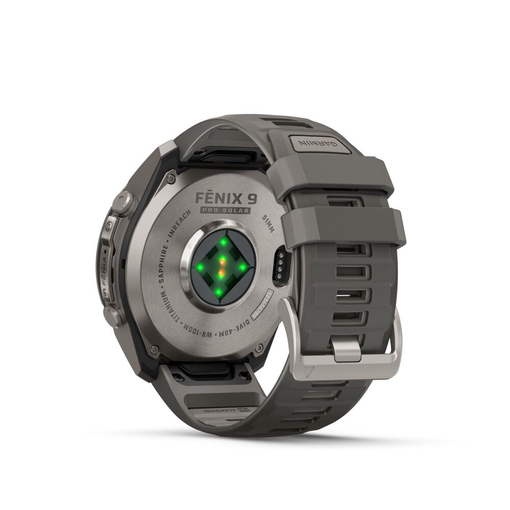 Garmin fenix 9 Pro Solar 51mm Titanium Pebble Grey Silicone Strap Watch
