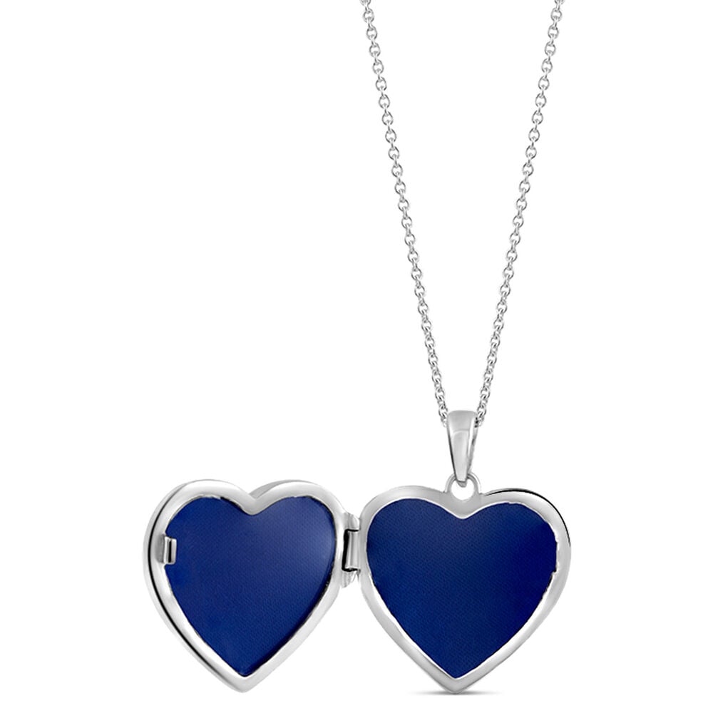 Sterling Silver Cubic Zirconia Antique-style Heart Locket (Chain Included) image number 1