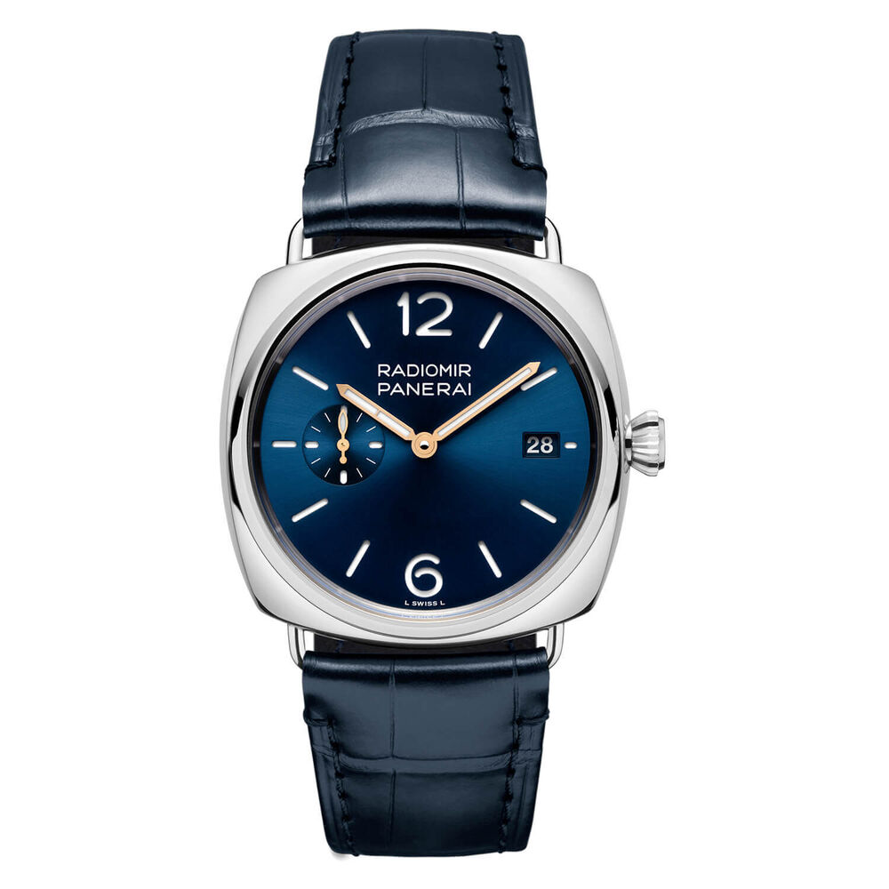 Panerai Radiomir Quaranta 40mm Blue Dial Rose Gold Indexes Blue Strap Watch
