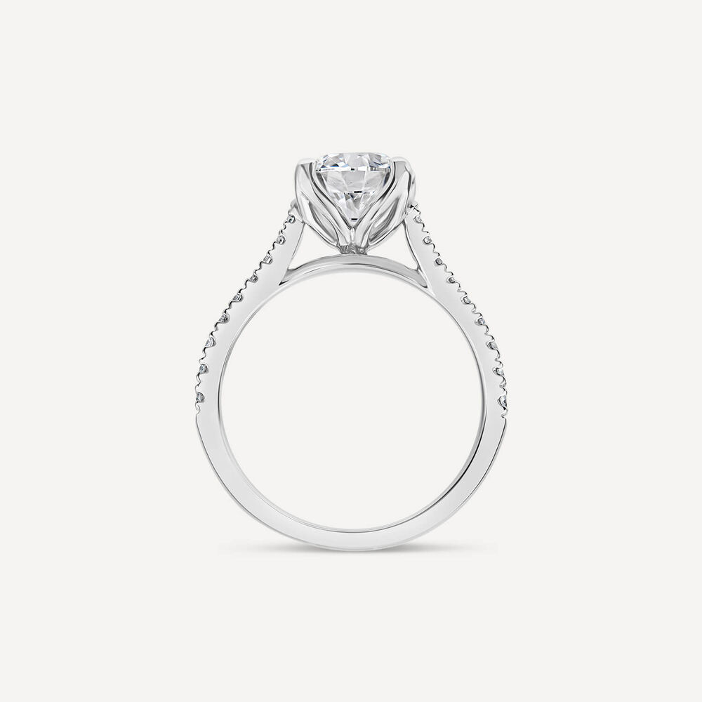 Born Platinum Lab Grown 1.70ct Round Brilliant Solitaire & Diamond Sides Ring image number 3