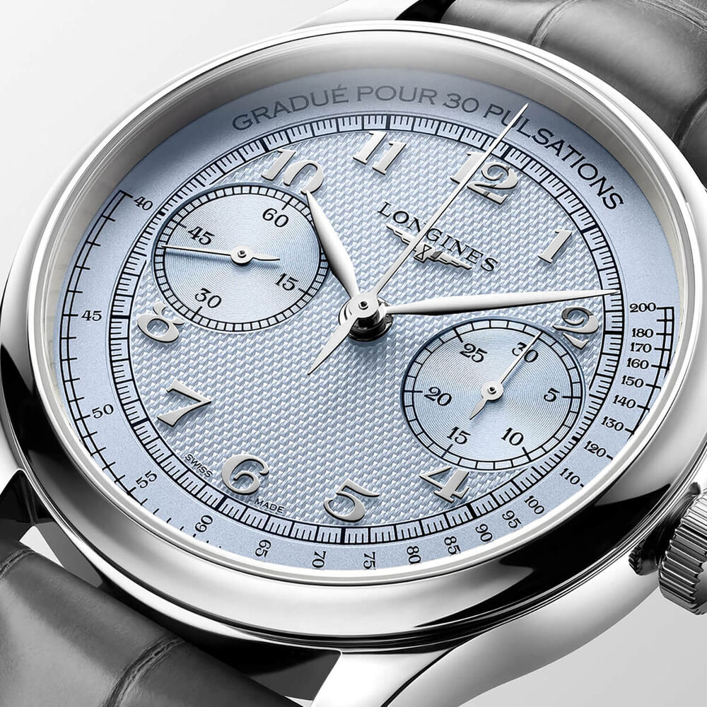 Longines Master Collection Chrono Moonphase 41mm Silver Barleycorn Dial Steel Bracelet Watch