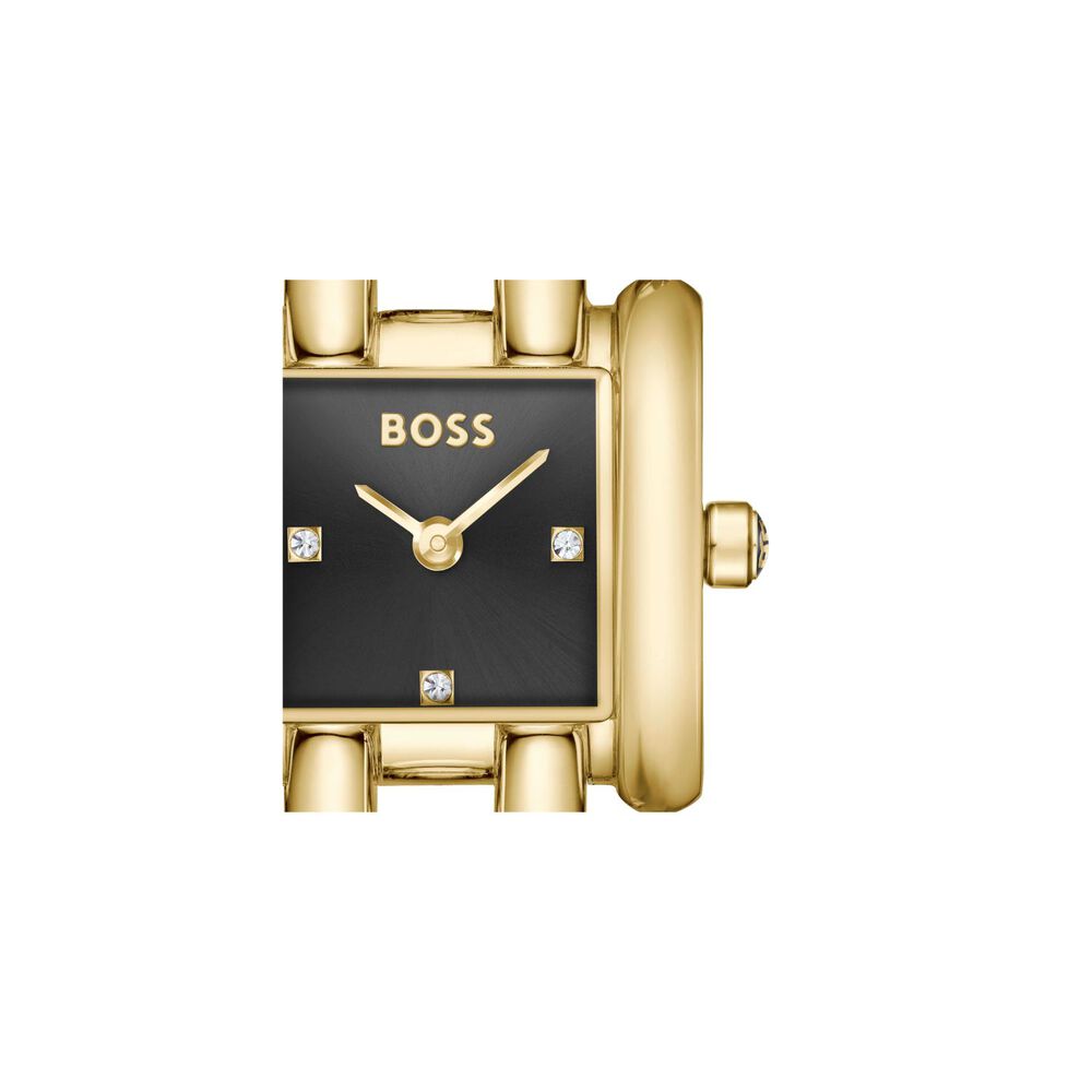 BOSS Violet 21mm Black Dial Gold Tone Steel Bracelet Watch