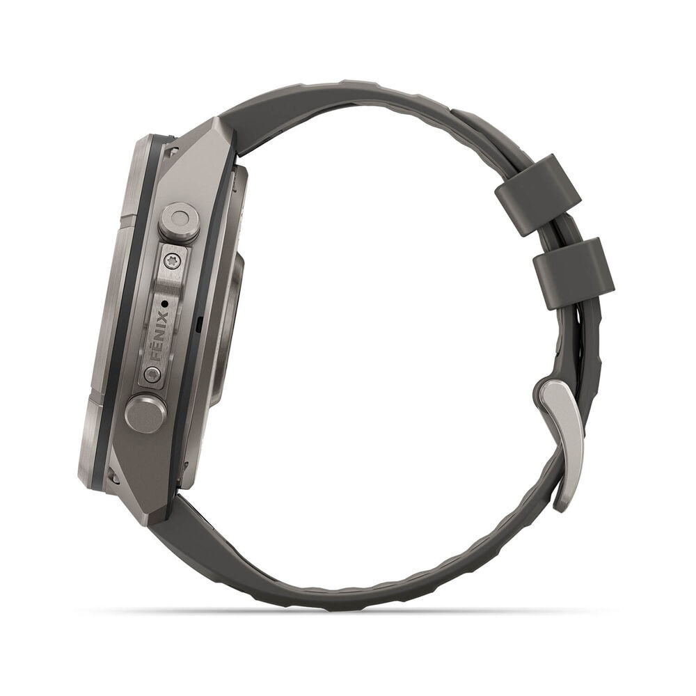 Garmin fenix 9 Pro Solar 51mm Titanium Pebble Grey Silicone Strap Watch