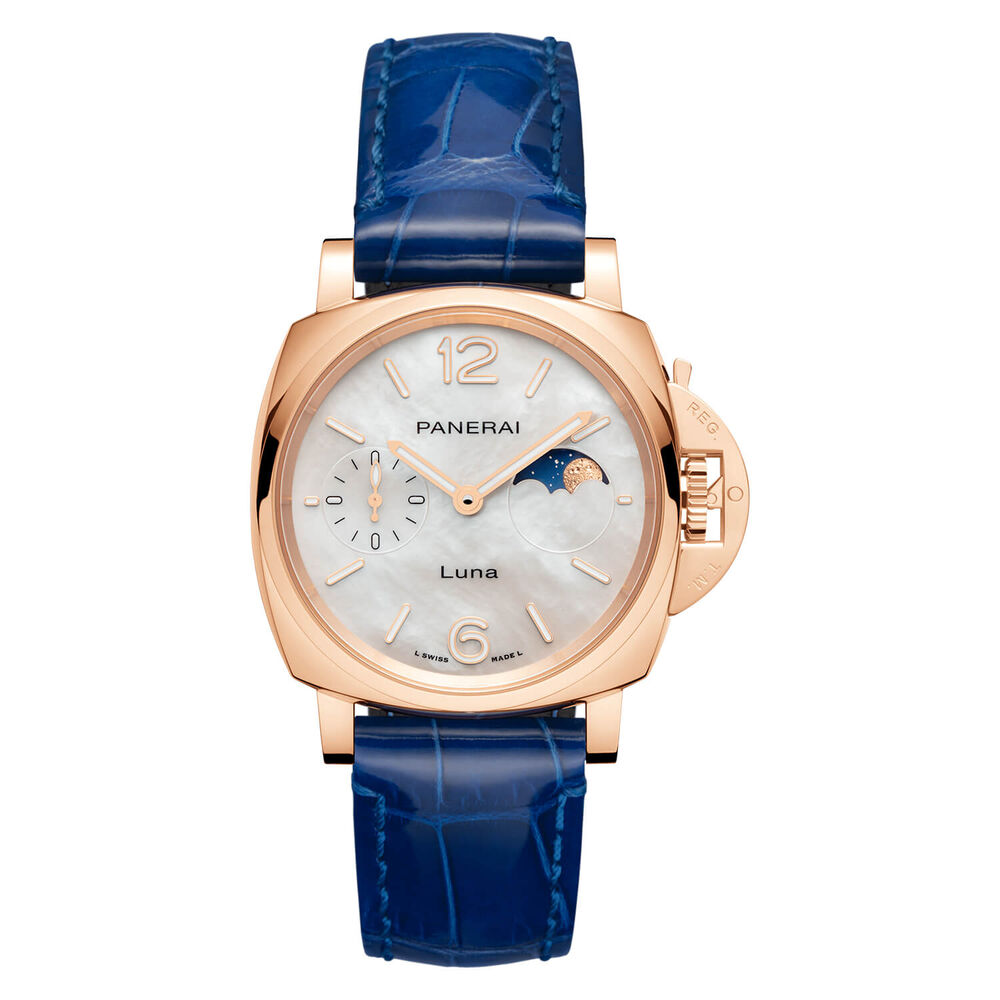 Panerai Luminor Due Luna Goldtech™ Madreperla 38mm Dial Blue Leather Strap Watch