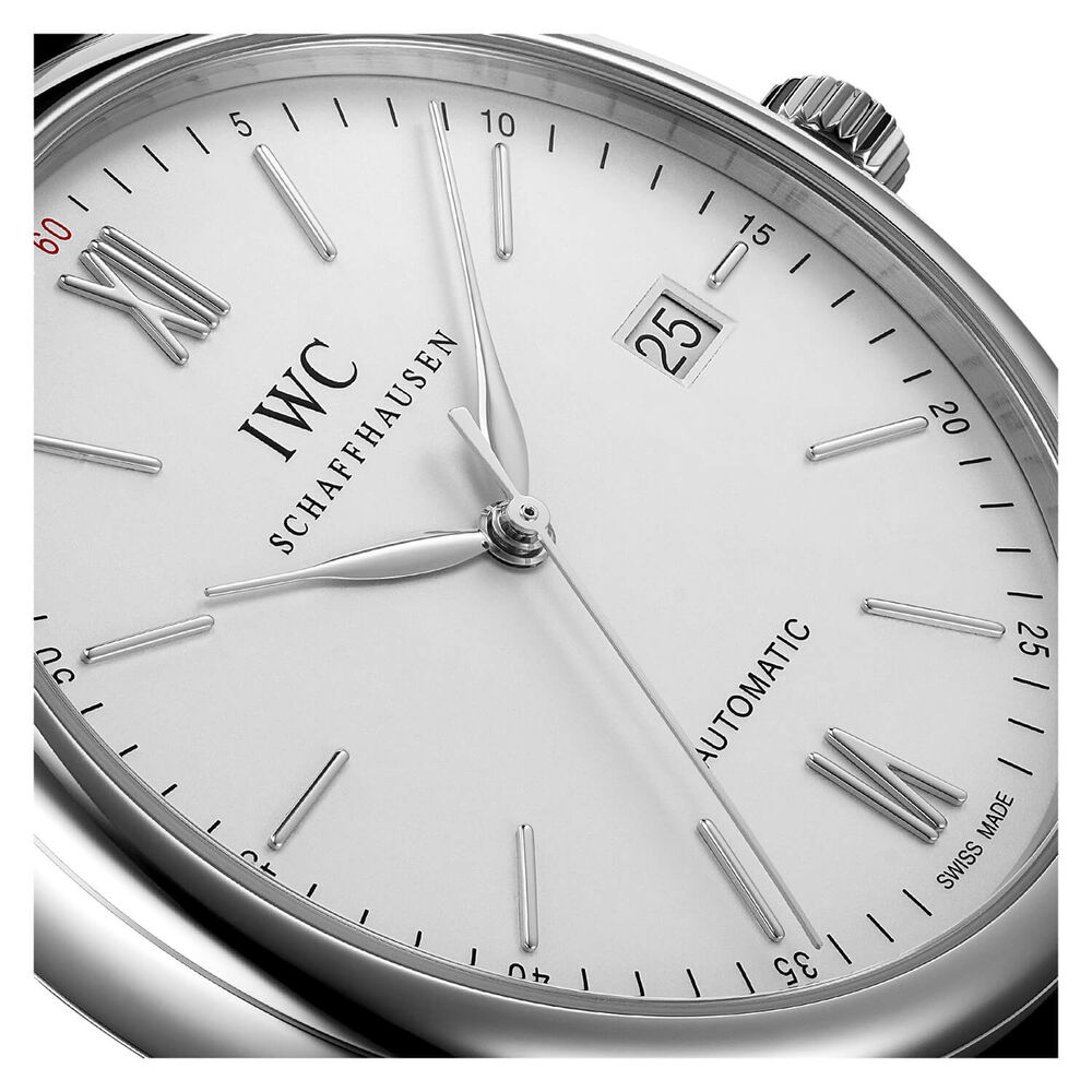 IWC Schaffhausen Portofino Automatic Silver Dial Black Strap Watch image number 3