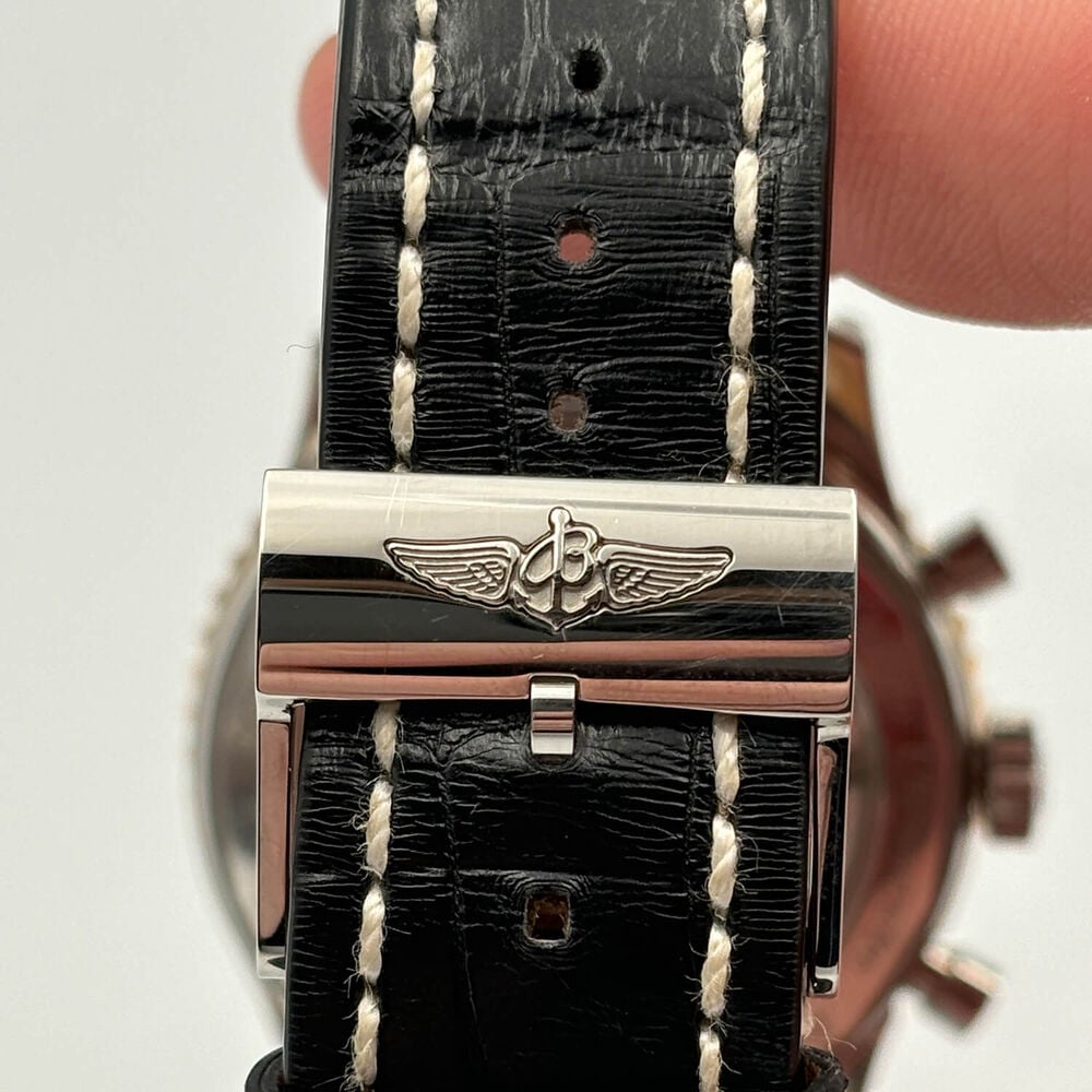 Pre-Owned Breitling Navitimer 1 43mm Grey Chronograph Dial Black Leather Strap Watch image number 6