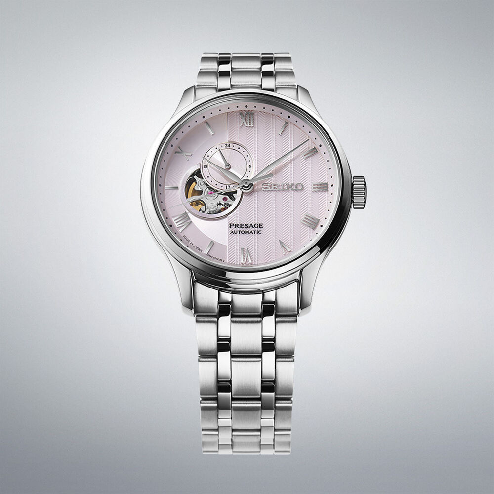 Seiko Presage Zen Garden Kyoto Cherry Blossom 41.8mm Dial Steel Bracelet Watch image number 3