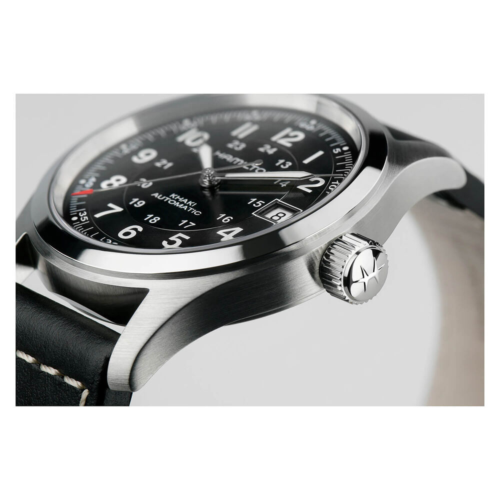 Hamilton Khaki Field Auto 38mm Black Steel Case Black Strap Watch image number 4