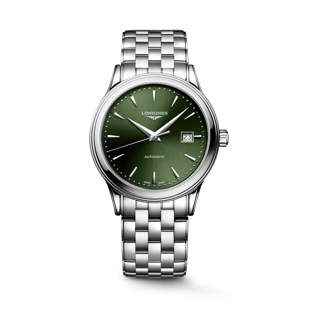 Longines Elegance Flagship Classic 40mm Green Dial Steel Bracelet Watch image number 0