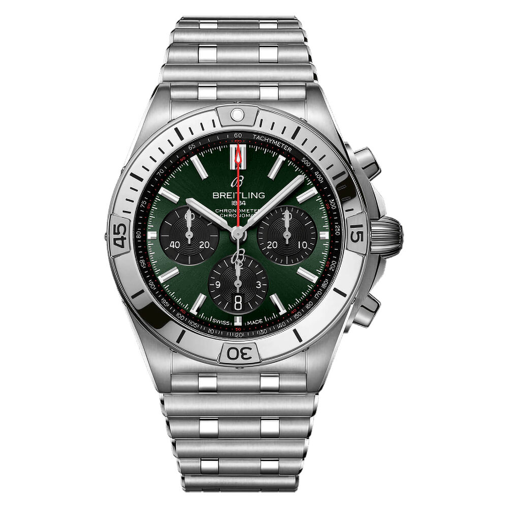 Breitling Chronomat B01 42mm Green Dial Steel Bracelet Watch image number 0