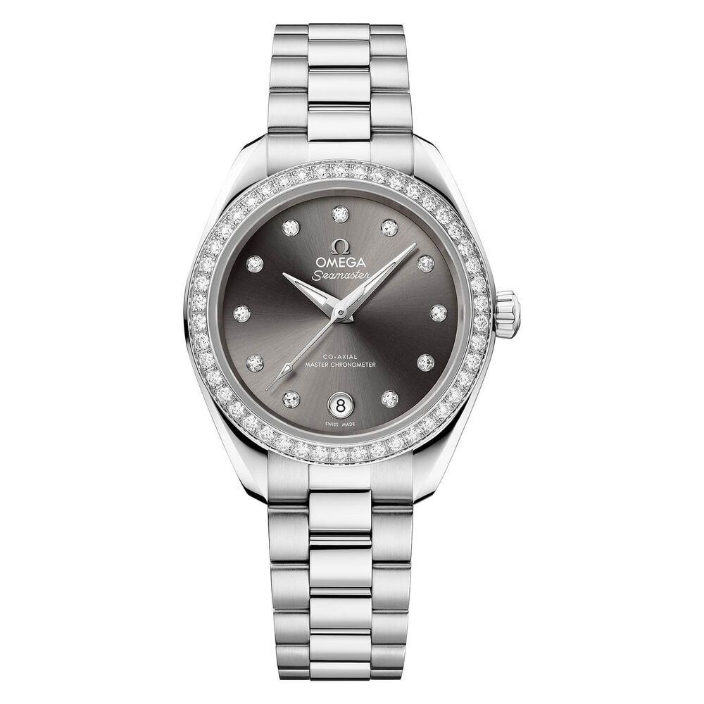 OMEGA Aqua Terra 150M 30mm Grey Dial Diamond Dots Steel Bracelet Watch image number 0