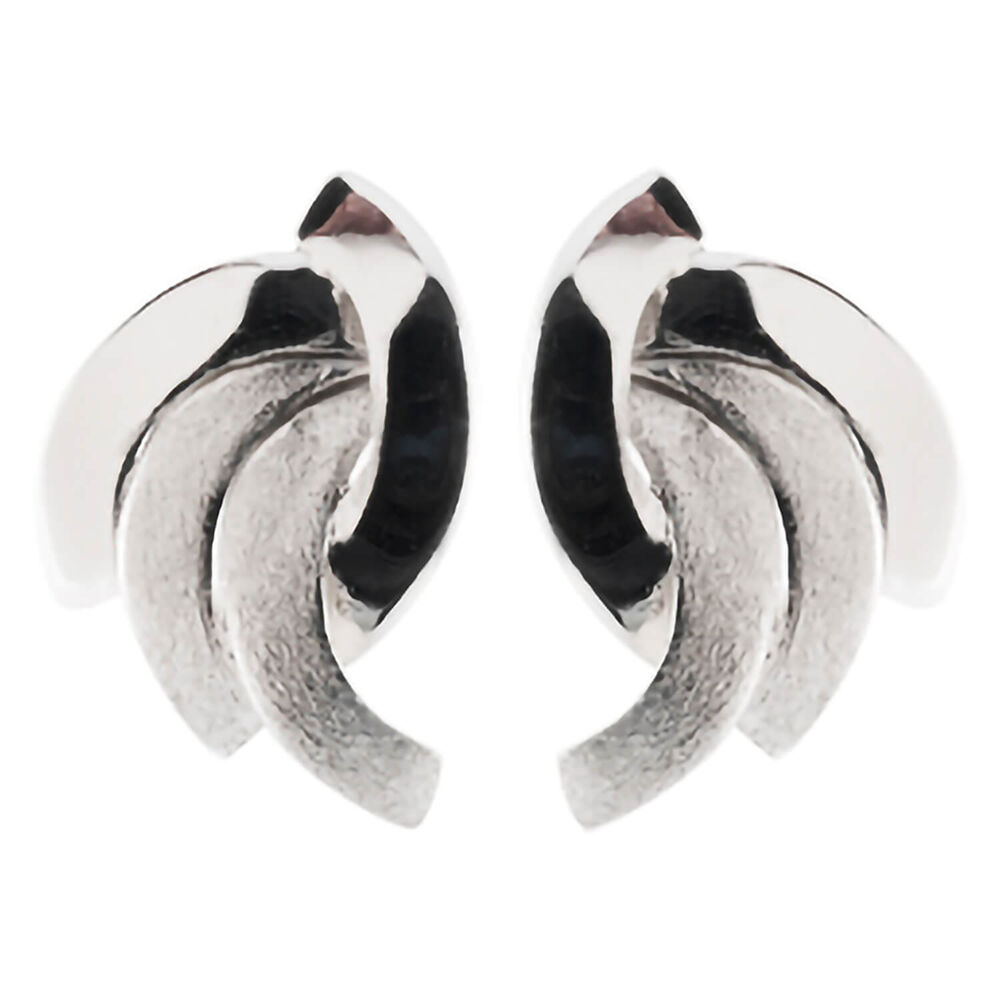 9ct white gold matt and polished stud earrings