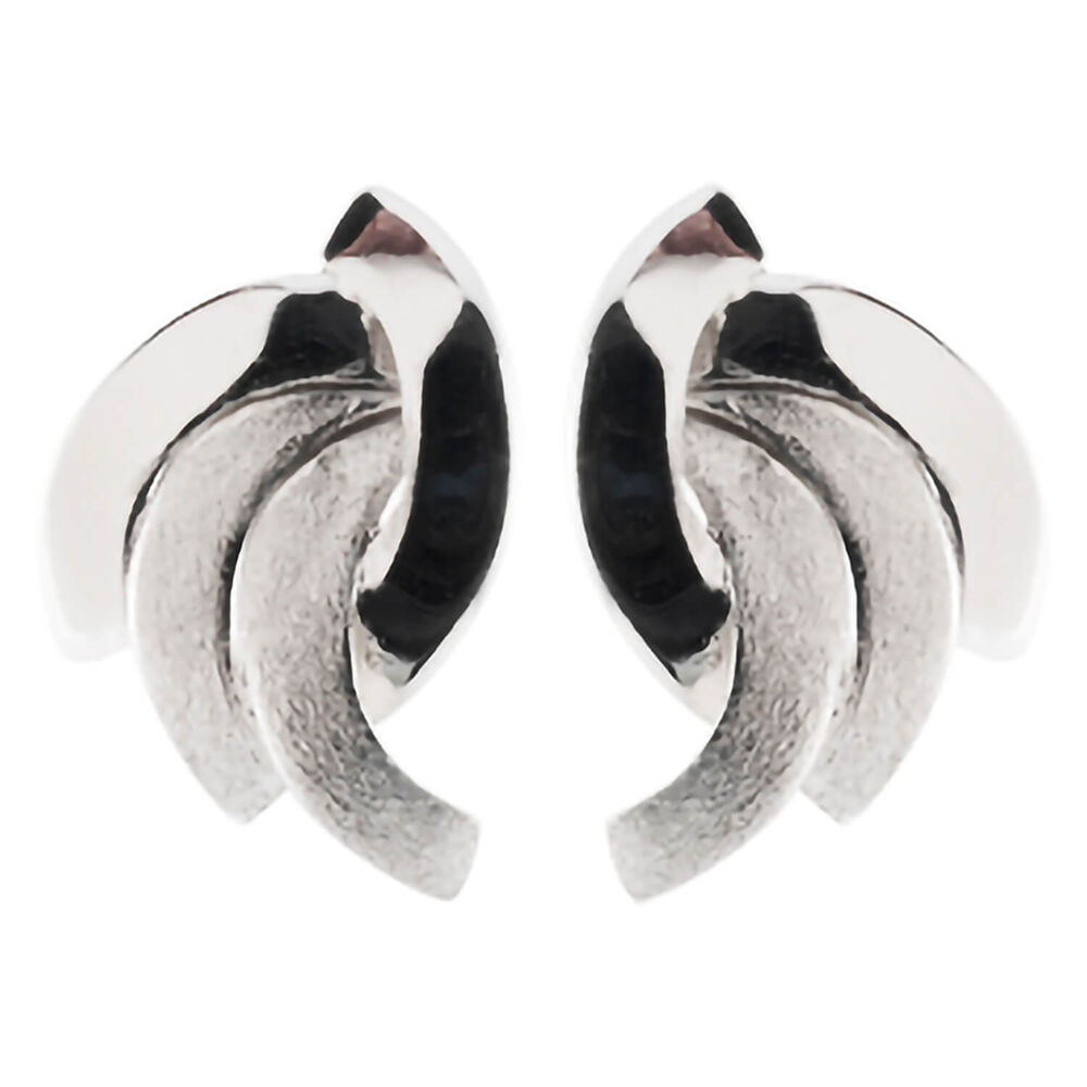 9ct white gold matt and polished stud earrings