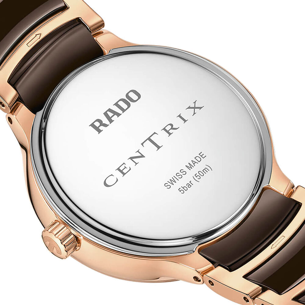 Rado Centrix Moonphase 35mm Brown Dial Rose Gold Plated Steel & Ceramic Bracelet Watch