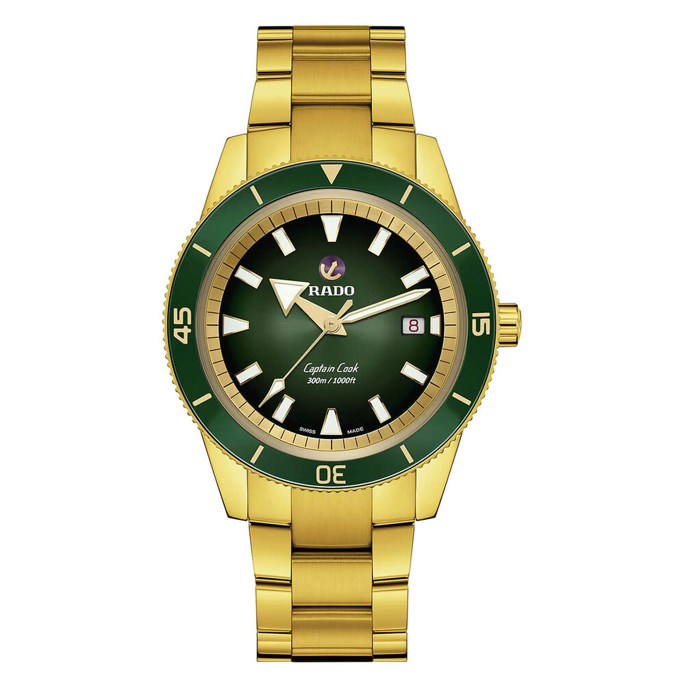 Rado Captain Cook 42mm Green Dial Yellow Gold PVD Case Watch